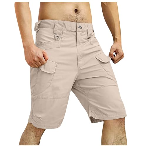 Khaki Tactical Shorts Men Relaxed Fit Stretch Flex Waist Work Cargo Shorts Lightweight Waterproof Hiking Fishing Shorts with Pockets Quick Dry Construction Shorts Breathable Gym Shorts Men