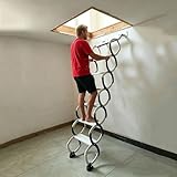 Escalera Plegable retráctil para altillo, escaleras retráctiles de Pared para ático, Escalera Plegable retráctil para altillo, Capacidad de Carga de 300 kg(7 Steps 185CM/72.8IN)