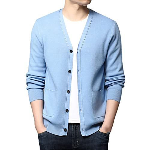 Cardigan décontracté pour homme automne, manteau fin bleu clair idéal pour vos sorties en ville