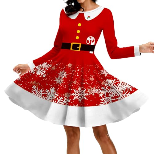 PECHAR Christmas Dresses for Women Casual Swing Christmas Dress Xmas