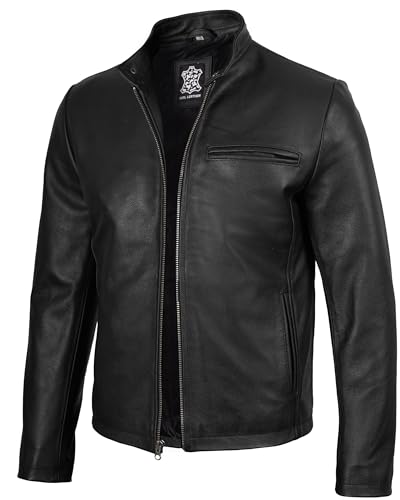 Image of Blingsoul Disc Mens Black Leather Jacket (N3) | [12315276] Ricardo Cowhide Black, 2XL