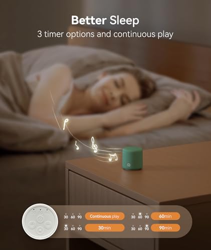 Image of Dreamegg Portable White Noise Machine, 1000mAh Battery, Travel Sleep, Pine | Travel-Sized, 16 Sounds, USB-C, Timer, Baby & Adults, Office Privacy, Gift Use