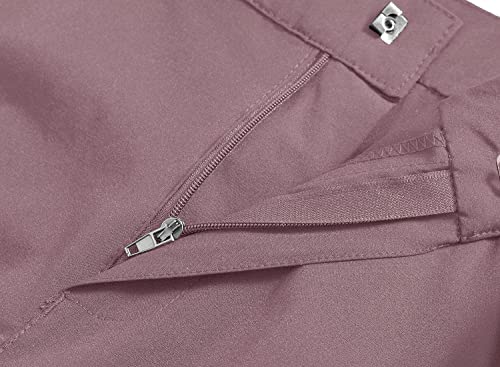 YSENTO Damen Outdoorhose Wanderhose Wasserdicht Schnelltrocknend Leicht Trekkinghose Funktionshose mit Reißverschlusstaschen(Lila,M)
