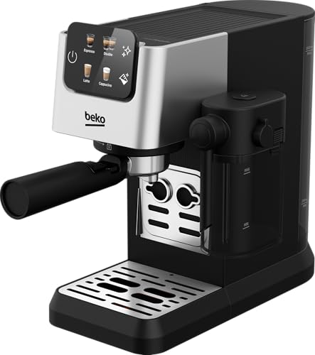 Beko CEP5304X - Macchina Caffè Espresso Manuale, Montalatte Integrato, 1,1 L, 15 bar - Inox, 14,5 x 42,5 x 35,5h cm
