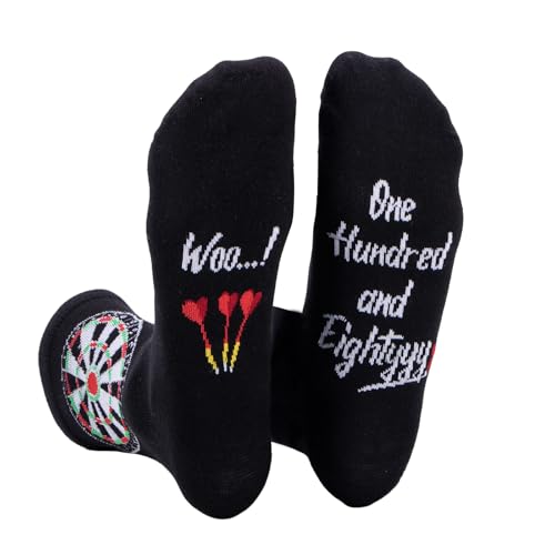 UV STYLISH Lustige Dart Geschenke für Männer, Darts Zubehör,Personalisierte Dart Geschenk, Lustige Socken Herren mit 180 Druck, Dartzubehör Geburtstagsgeschenk, Geschenk für Dartspieler & Fans