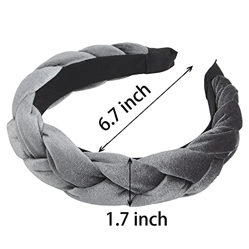 Rinvee Headbands For Women Velvet Braided Headbands Fashion Hairband Criss Cross Hair Accessories, Black And Gray #TOP3