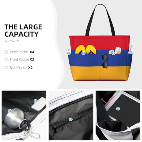 Flag Of Armenia Large Capacity Foldable Tote Bag Women Beach Tote Bag Handbag Gym Bag Travel Shopping Bag3