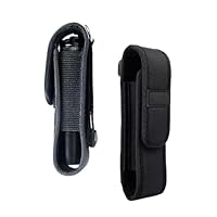 Sdhgerh Tragbar Taschenlampe Tasche Oxford-Stoff Taschenlampenhalter Gürteltasche mit Haken-und Ösenverschluss für Die Jagd im Freien Camping Wandern Angeln Schwarz 16.5x4.5x4 cm