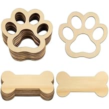 AUEAR, 30 Pack Wooden Dog Bones Small Unfinished Wood Paws Ornaments for DIY Projects