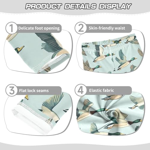Mallard Flying Sky Girls' Leggings Toddler Doodles Duck Kids Yoga Pants Dance Active Tights 4T3
