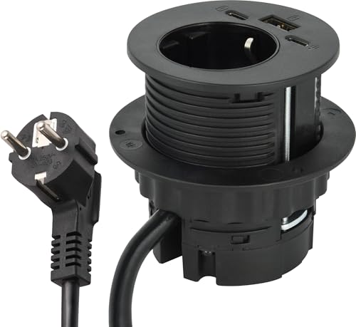 Multiprise de bureau Electraline 62591 élimine le désordre grâce au bloc encastrable