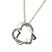 Produktbild ENET Damen Schmuck Strass Legierung Kristall Kreuz Herz Anhänger 925 Silber plattiert Halskette Kette Blau