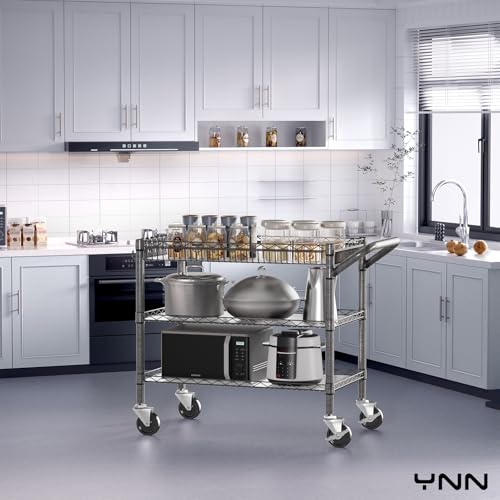 YNN-Rolling-Carts-with-Wheels3-Tier-Rolling-Cart-with-990lbs-Capacity-Heavy-Duty-NSF-Utility-Cart-Chrome-Trolley-Kitchen-Cart-Wire-Shelving-Bar-Storage-Carts-for-Kitchen-Office-OutdoorServing YNN Rolling Carts with Wheels3 Tier Rolling Cart with 990lbs Capacity Heavy Duty NSF Utility Cart Chrome Trolley Kitchen Cart Wire Shelving Bar Storage Carts for Kitchen Office OutdoorServing