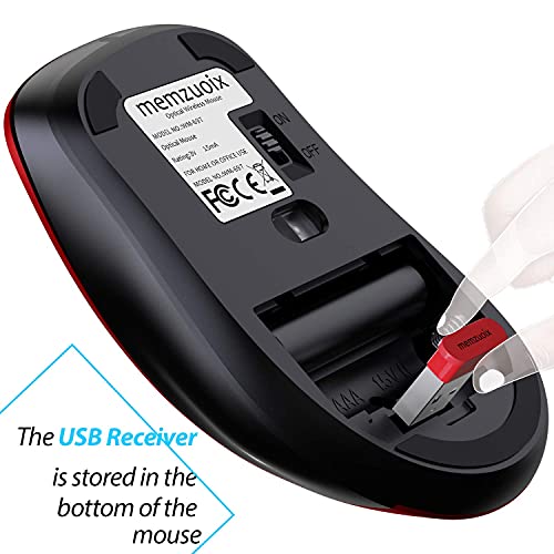 memzuoix 2.4G Wireless Mouse, 1400 DPI Mobile Optical Cordless Mouse with USB Receiver, Portable Computer Mice for Laptop, PC, Desktop, MacBook, 5 Buttons, Red by memzuoix - Image 5