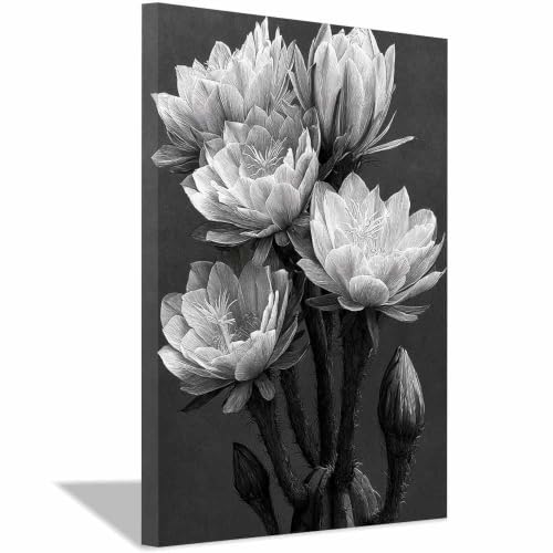 Fleurs de nuit de cactus sur toile pour habiller un grand mur vide de salon