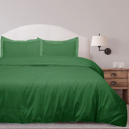 Image of ROYALE LINENS Hunter Green Duvet Cover King Size - 3 Piece Bedding Comforter Covers - Zipper Closure - 1 King Duvet Cover 104x90 inches and 2 Pillow Shams - No Comforter Included