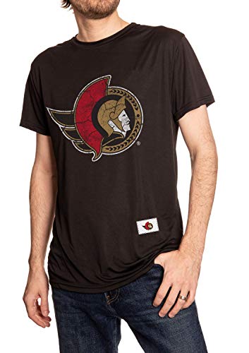 Calhoun NHL Mens Loose Fit Performance Rashguard Wicking Short Sleeve Shirt (Ottawa Senators, Large)