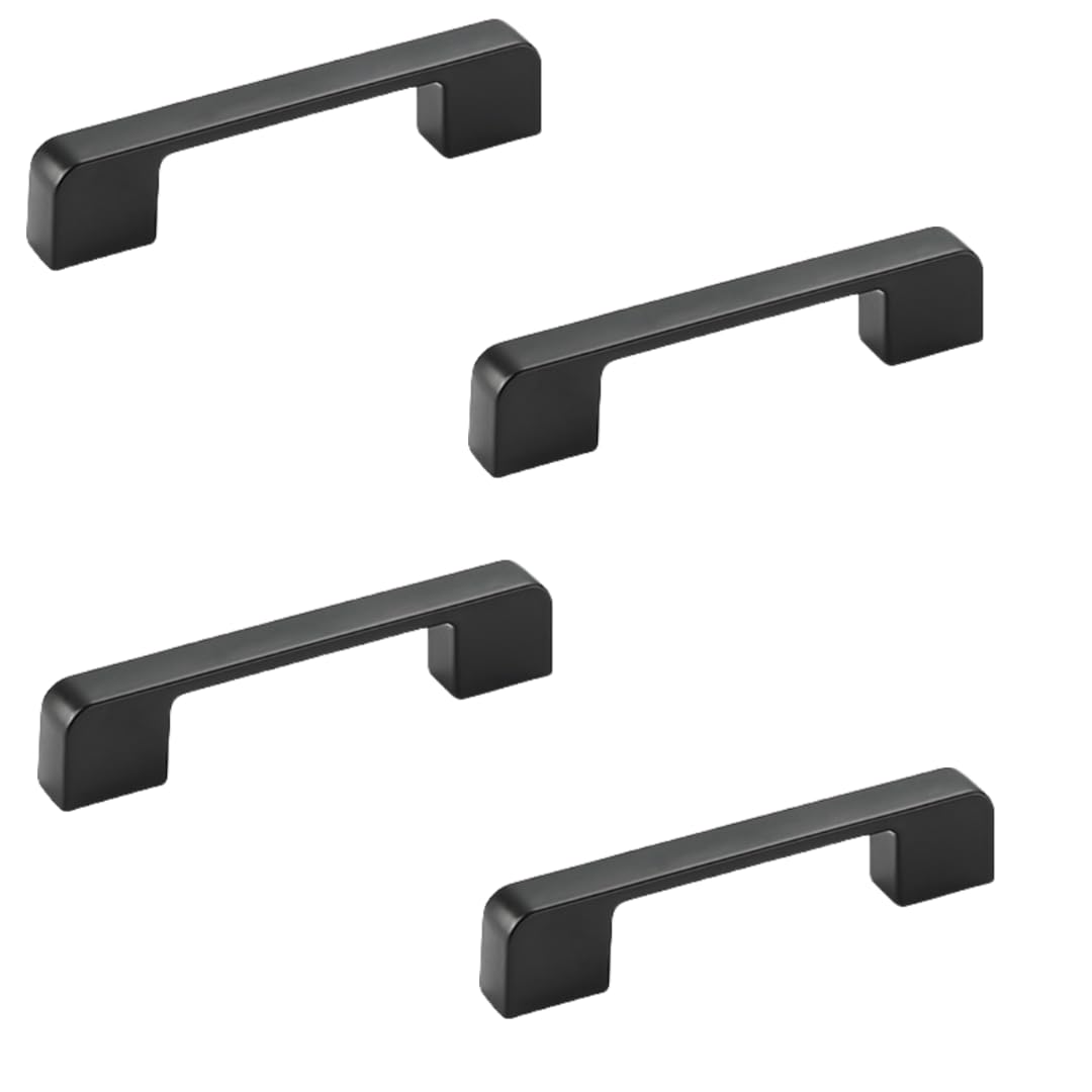 NLQCSXWEP Zinc Alloy Cabinet Bow Handle, Zinc Alloy Furniture Handles Pack of 4 Multiple Finishes 96-320mm(96mm Matt Black)