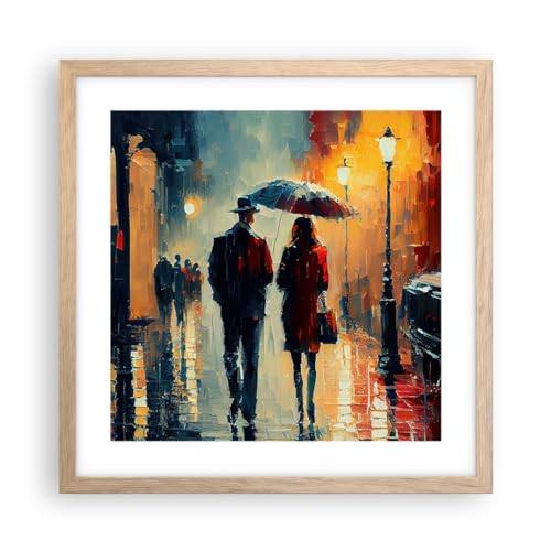 Poster de Pared Romanticismo Pareja Paisaje Póster Marco Roble Claro 40x40cm Moderno Cuadros Decorativo Decoracion Salon Dormitorio Cocina Cuadros Pared Imágenes Wall Art Prints Decor P2NAC40x40-5776