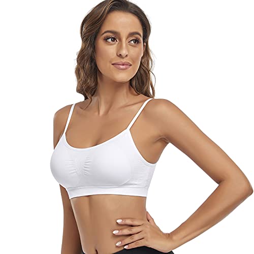 Image of Litthing Bralettes Padded for Women Cami Strap Bra Seamless Sportsbra Wireless Comfort Yoga Lightly T-Shirt Tank Tops