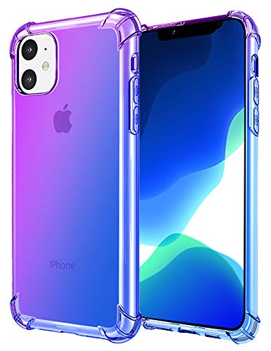 WQCuqu royalcase iPhone 11 Case,Gradient Slim Protect Heavy Duty Soft TPU Rubber Silicone Shockproof Mobile Phone Case Protective Cover for iPhone 11 6.1 Inches (Blue/Purple)