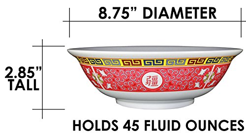 Thunder Group, Melamine Oriental Pho Noodle Soup Bowl - 45 Ounce - Longevity Design #TOP1