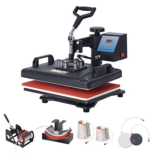 8 in 1 Heat Press Machine 12 X 15 Inch Hot Pressing Vinyl Digital Multifunctional Sublimation Combo 360 Degree Swing Away Heat Transfer Machine for T Shirts, Mug, Hat, Plate, Cap