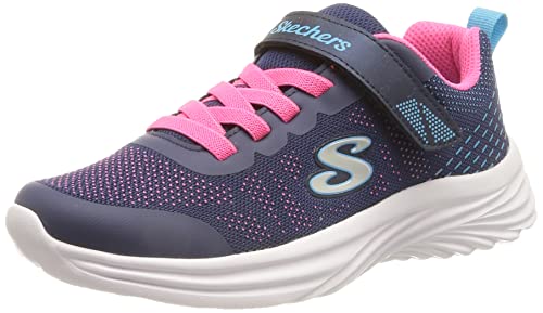 Skechers Sneakersy chłopięce Dyna-lights, Granatowa różowa siatka Multi Trim, 35.5 EU