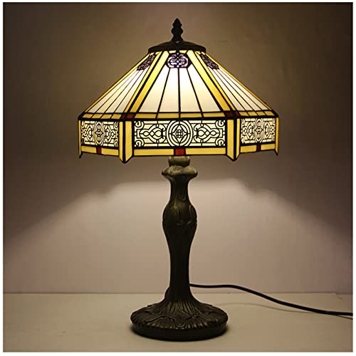 mozhixue Tiffany Lamp W12H18 Zoll Rot Buntlas Shadow Ancient Tisch Leselampe Leselampe LECT,A Cover