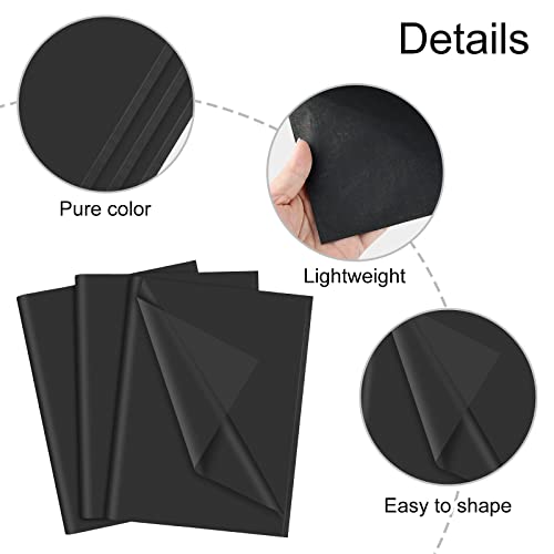Image of NEBURORA 60 Sheets Black Tissue Paper Set Halloween Gift Wrap Paper(Black) | 14 X 20 Inch, Matte Black Wrapping Paper for Gift Packaging Filler, DIY Art Crafts, Birthday, Wedding, Halloween Party Decor