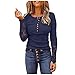 Spitzenbluse Damen Elegant Sporthemden Spitze Bluse Langarm Rundhals Tops Casual Pullover Tunika Sexy Sportliche Hemden T-Shirts Henley Shirt V Neck Button Basic-Oberteile Einfarbig Langarmshirt