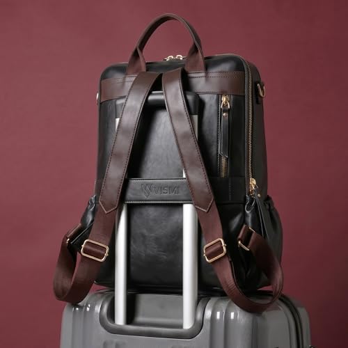 Image of VISMIINTREND Backpack for Woman /Teens Girl, Leather, Stylish, Handbag, Purse,Ladies,Office,Travel,College,Daily-Use,14-inch Laptop Bag, Elegant, Gifts for Women /Girls, Birthday Gift for Wife /Sister