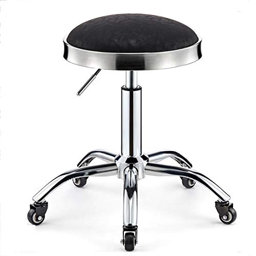 Wowdawn Beauty Stool,Stainless Steel Ring,Send Explosion-Proof Steel Plate, Adjustable Height Hairdressing Chair,Rotating Work Stool,Bearing 100kg