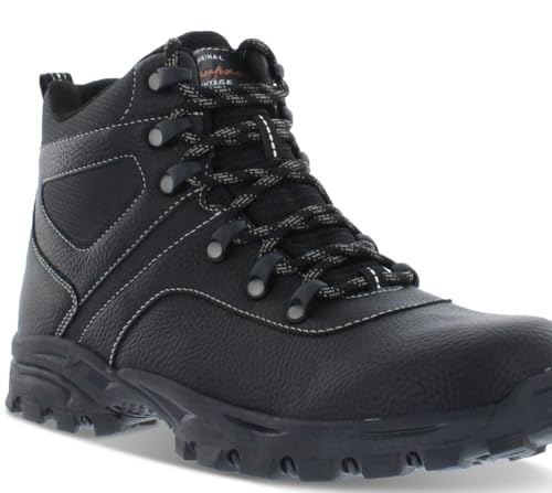 Weatherproof Vintage Men's Hiker Faux Leather Boots Shoes Black Size 8M3