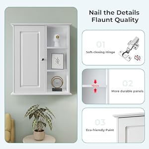 Bathroom Wall Cabinet Over The Toilet Storage Cabinet Wall Mounted Storage Cabinet Wooden Medicine Cabinets for Bathroom Laundry Room Kitchen White