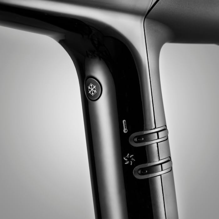 BaBylissPRO Falco hair dryer controls, showing cool shot, temperature, and speed buttons