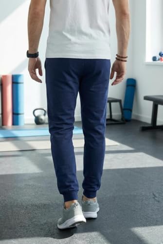 Image of KASHVI Men's Athletic Pants Running Workout Joggers Lightweight Gym Jogging Track Casual Trackpants with Pockets -AI IST TP220 M Navy Blue