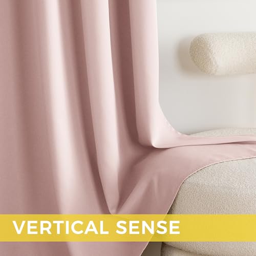 Image of NICETOWN Blush Pink Room Darkening Curtains 45 Inches Long 2 Panels for Girls Room, Bedroom, Nursery Thermal Insulated Blackout Drapes Solid Grommet Noise Reducing Window Curtains, W40