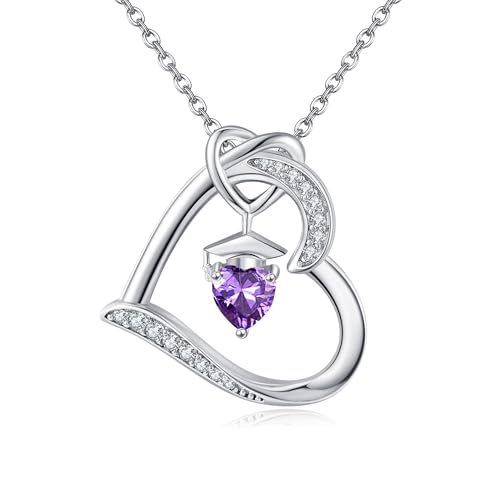 YAFEINI Birthstone Graduation Necklace S925 Sterling Silver Class of 2024