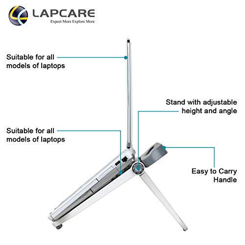 Image of LAPCARE Multi Functional Tabletop Laptop Stand with Auto-Lock Joint and Max Load of 10Kg (White)