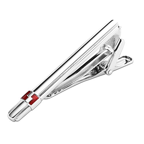 AnazoZ Joyer�a de Moda Acero Inoxidable Alfiler de Corbata de Hombre Rect�ngulo Plata Rojo Alfileres de Corbata Para Hombre