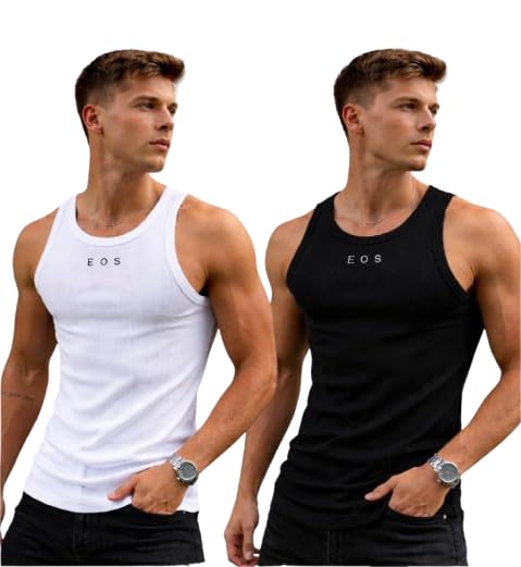 waamy69 Mens Gym Vest White and Black-picture-39