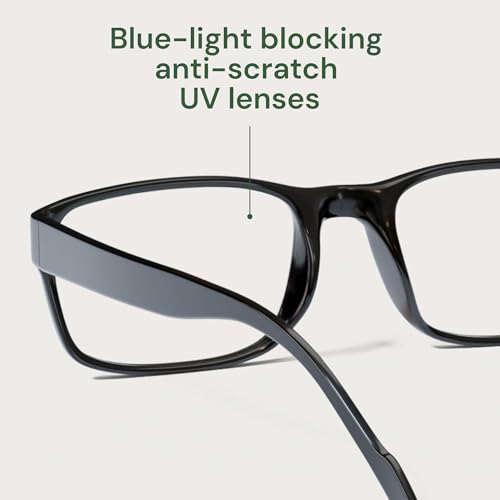 Image of Gaoye +1.75 2-Pack of Reading Glasses - Blue-Light Filter, UV Protection - Readers with Rectangle Frames