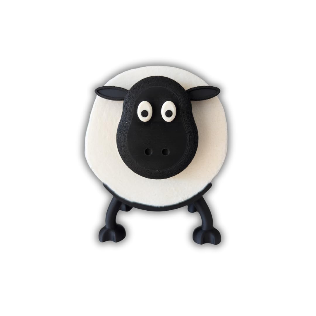 Triformia Black - Sheep Toilet Roll Holder - Funny Toilet Paper Holder Free Standing Bathroom Set - 3D Printed Sheep Loo Roll Holder - Hilarious Tissue Paper Roll Storage - Set Of Size 1