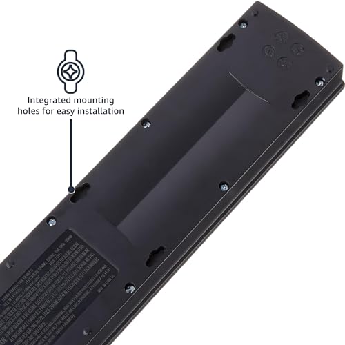 Amazon Basics Rectangular 8-Outlet Power Strip Surge Protector, 4,500 Joule - 6-Foot Cord, Black/Green