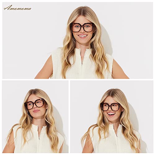 3-Pack Retro Oversized Square Reading Glasses For Women Large Stylish Blue Light Blocking Readers Am6072 Mix (+2.00 Magnification Strength) #TOP2
