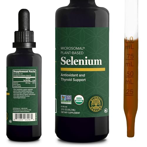 Global Healing Center - Selenium 200mcg Selenium Supplement Drops with Organic Ingredients Antioxidants for Thyroid and Immune Support Non-GMO & Gluten-Free for Men & Women - 2 Fl Oz