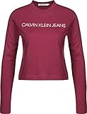 calvin klein black banded logo long sleeve crop top  Calvin Klein Jeans Institutional Logo Crop W Longsleeve Beet red