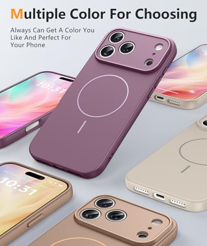 Image of FNTCASE for iPhone 17 Pro Max Case: [Compatible with Magsafe] Integrated Silicone Phone Cases with [Full Camera Protection] [Screen Protector] Military Grade Shockproof Protective Cover - Full Purple