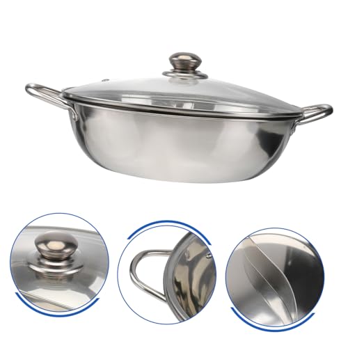 UTHCLO Stal Nierdzewna Hot Pot z Przegrodą z Pokrywą Wielofunkcyjny Garnek Do Gotowania Kuchenkę Indukcyjną i Gazową Idealny Do Rodzinnych Spotkań i Restauracji